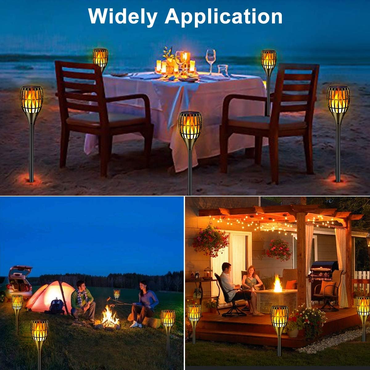Outdoor Solar Torch Lights - 43" Flickering Flame Design, Waterproof Landscape Lighting with Dusk to Dawn Auto On/Off Feature, Ideal for Yard, Patio, and Driveway - Set of 4